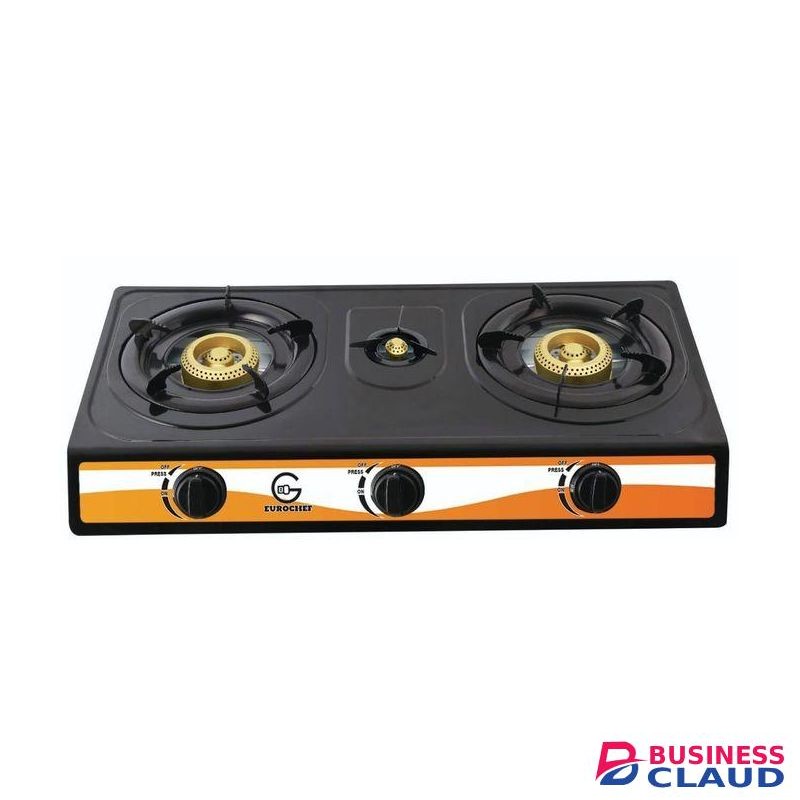Eurochef G-003B TABLE COOKER STAINLESS STEEL TRIPPLE (3) BURNER GAS COOKER BLACK