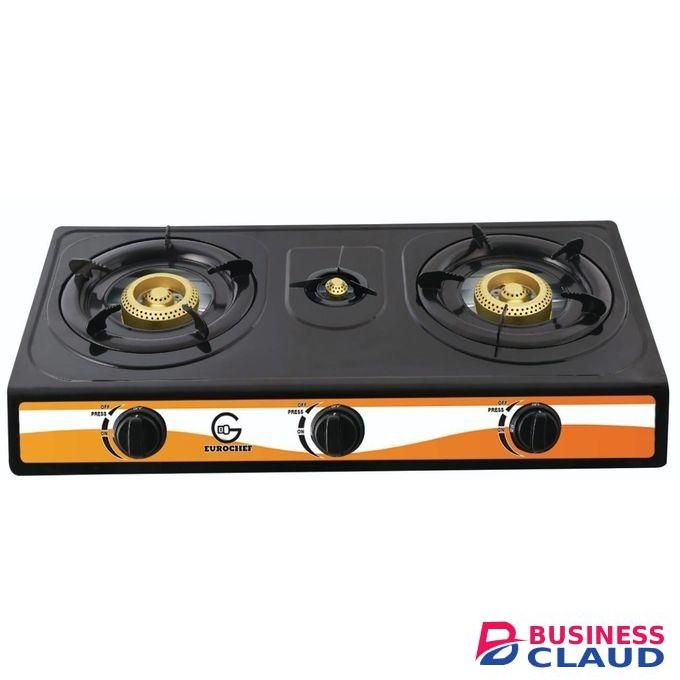 Eurochef G-003B TABLE COOKER STAINLESS STEEL TRIPPLE (3) BURNER GAS COOKER BLACK