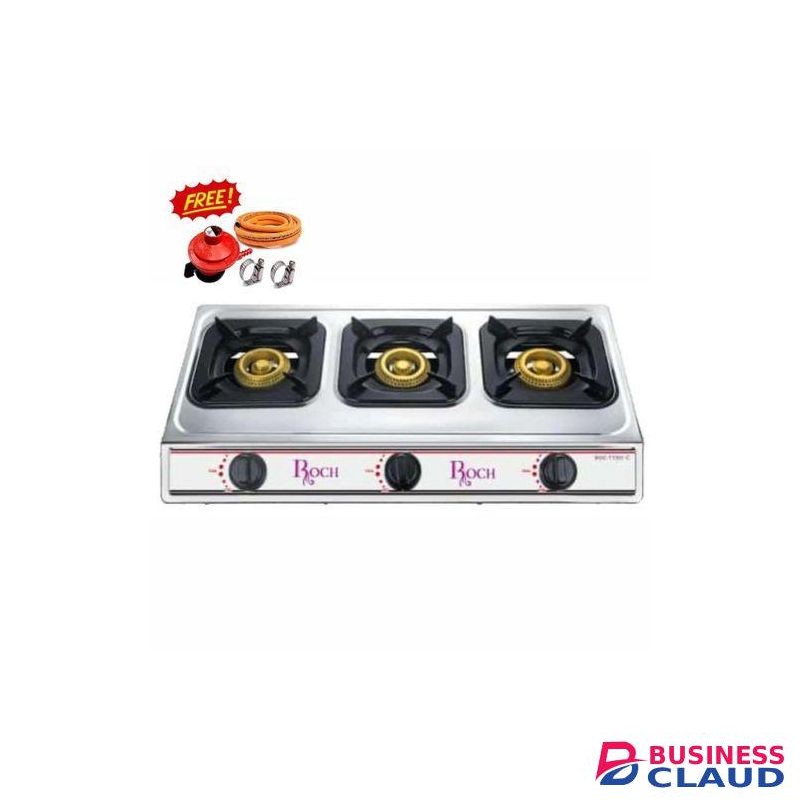 Roch 3 Gas Burner Automatic Table Top Stainless Steel FREE Gas Delivery Pipe + Gas Regulator