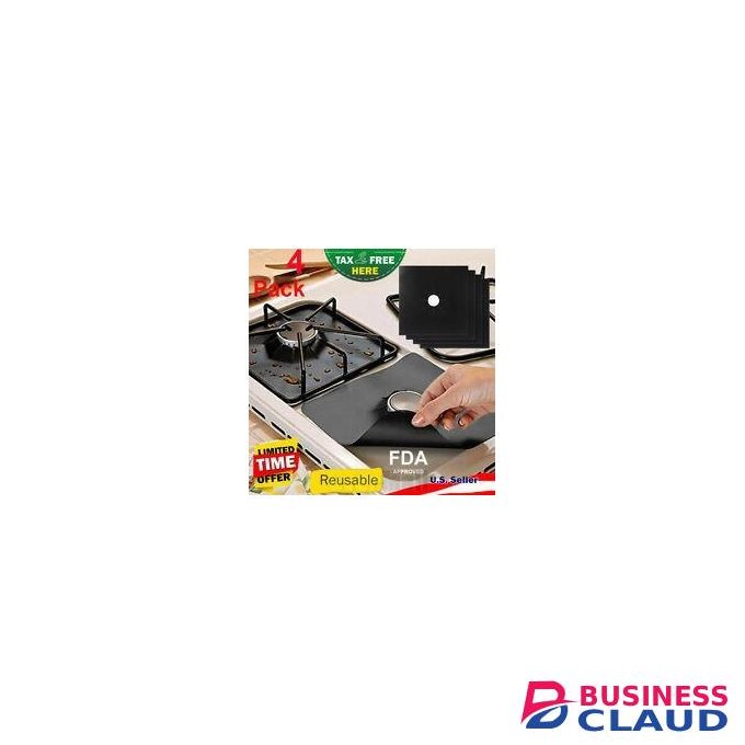 4-in-1 Gas Cooker Protective Liners – Reusable Non-Stick Stove Burner Covers (Set of 4, 27×27cm)