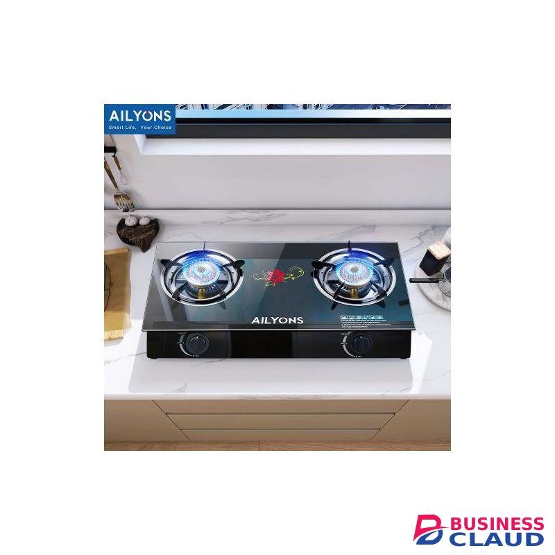AILYONS GS014-1, 2 Burner Glass Top & Infrared Double Burner (1 YR WRTY)