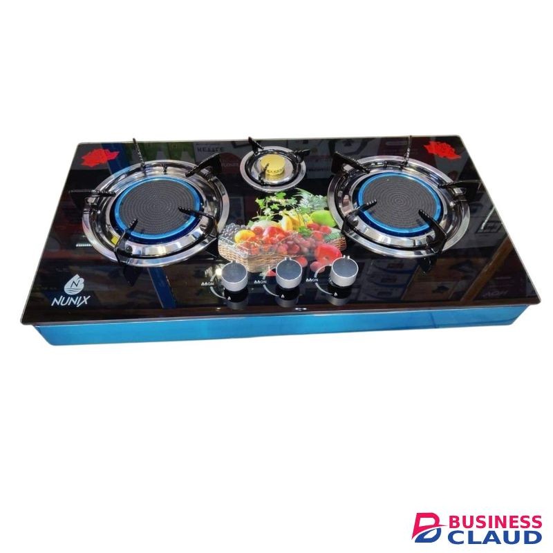 Nunix 3 Gas Burner Infrared Glass Table Top Cooker Stove