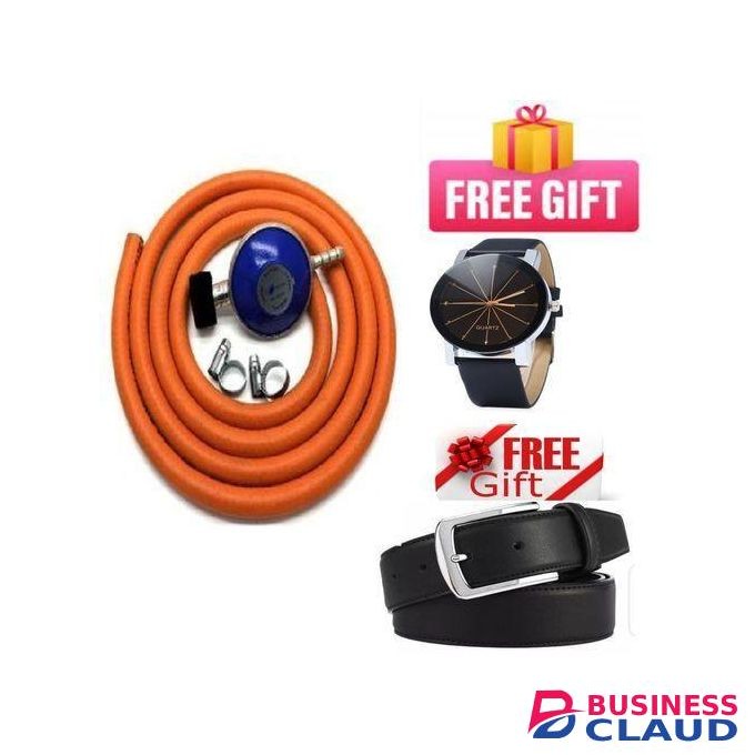 Gas 6kg Gas Cylinder Universal Gas Regulator Delivery Pipe & Safety Clips Tabletop Cooker+ Watch + Belt