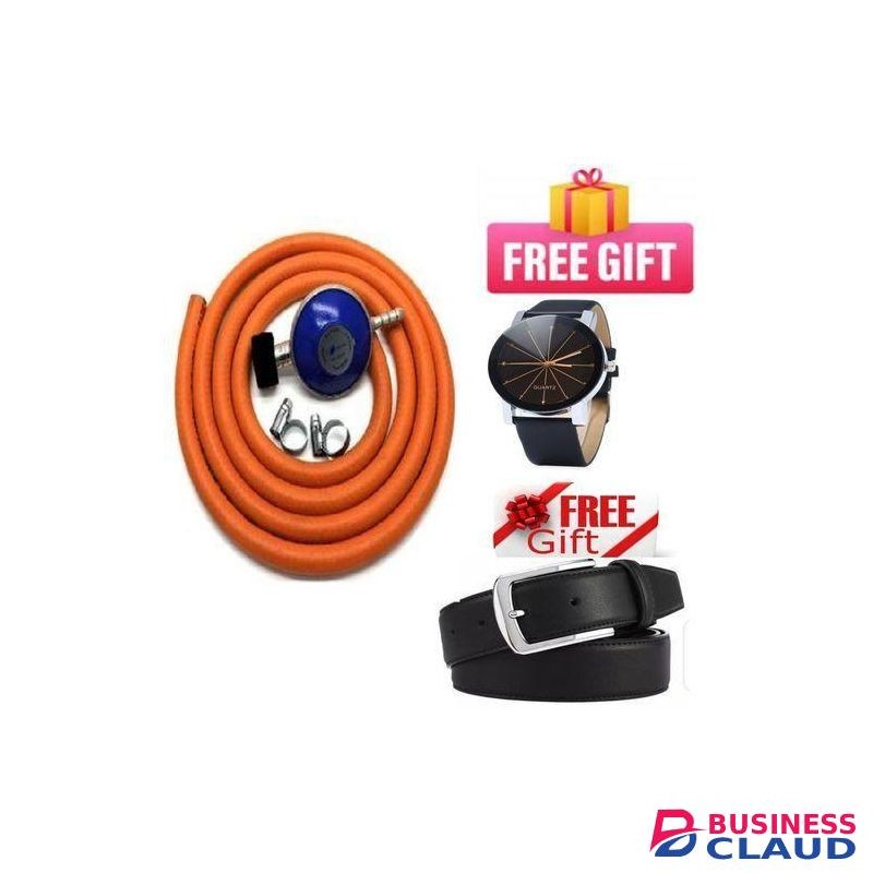 Gas 6kg Gas Cylinder Universal Gas Regulator Delivery Pipe & Safety Clips Tabletop Cooker+ Watch + Belt
