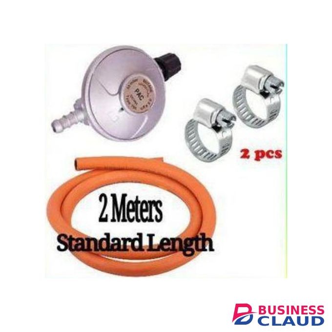 Pac Advance Standard Pressure 6kg Gas Regulator Plus FREE Gas Delivery Hose Pipe 2M & Safety Clips For 2 Meko Tabletop Cooker Burner
