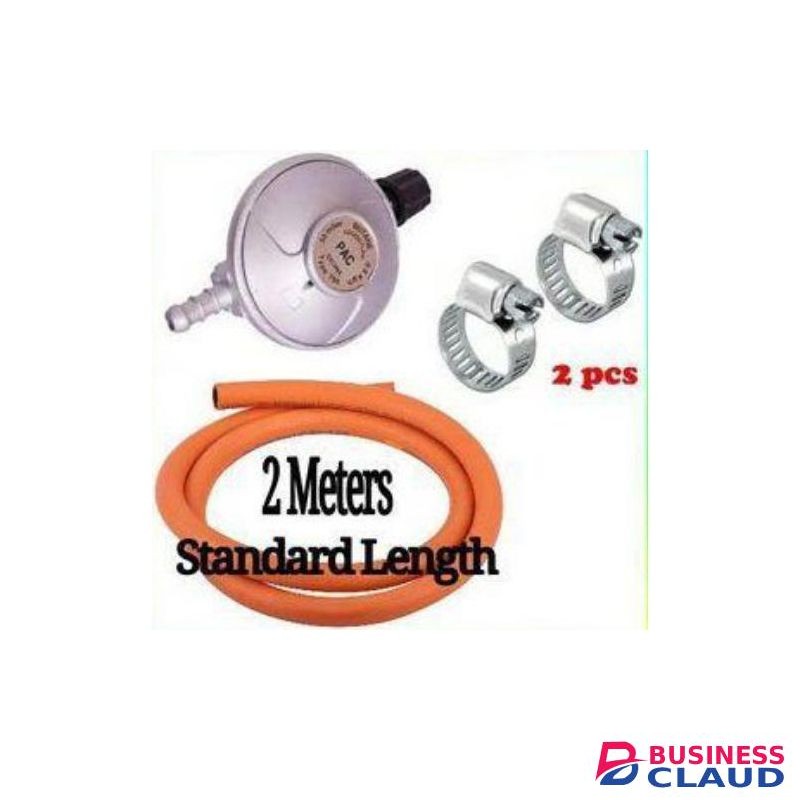 Pac Advance Standard Pressure 6kg Gas Regulator Plus FREE Gas Delivery Hose Pipe 2M & Safety Clips For 2 Meko Tabletop Cooker Burner