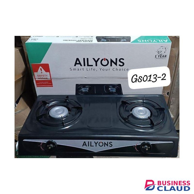 AILYONS 2 Burner Table Top Stainless Steel Gas Cooker with Regulator and Gas Pipe