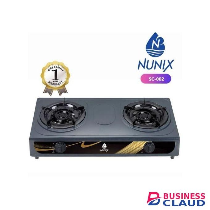 Nunix 2 GAS BURNER Auto Ignition Table Top Stainless Steel 2 Burner Gas Cooker
