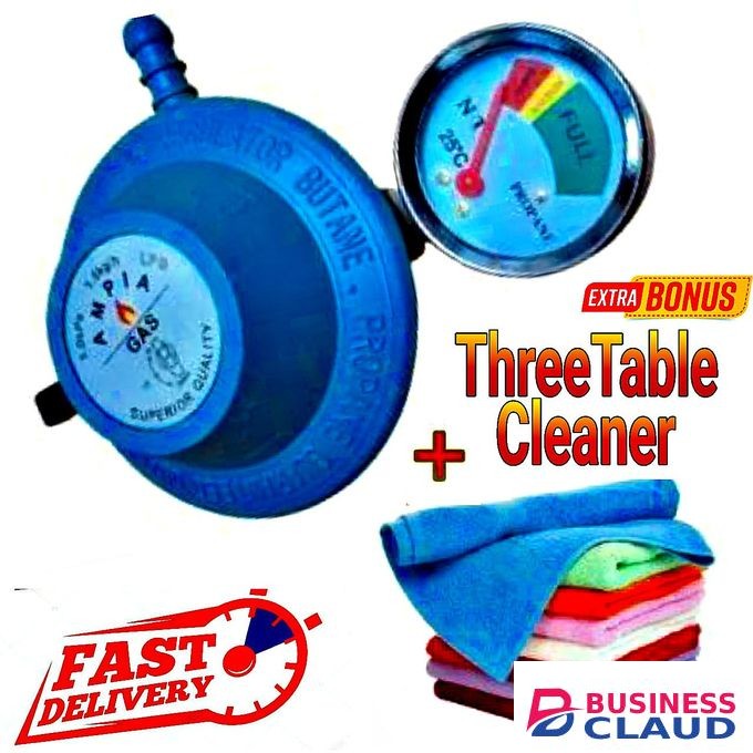 Ampia 13kg Gas Cylinder Regulator for Cooker burner & Three Towel Cleaners