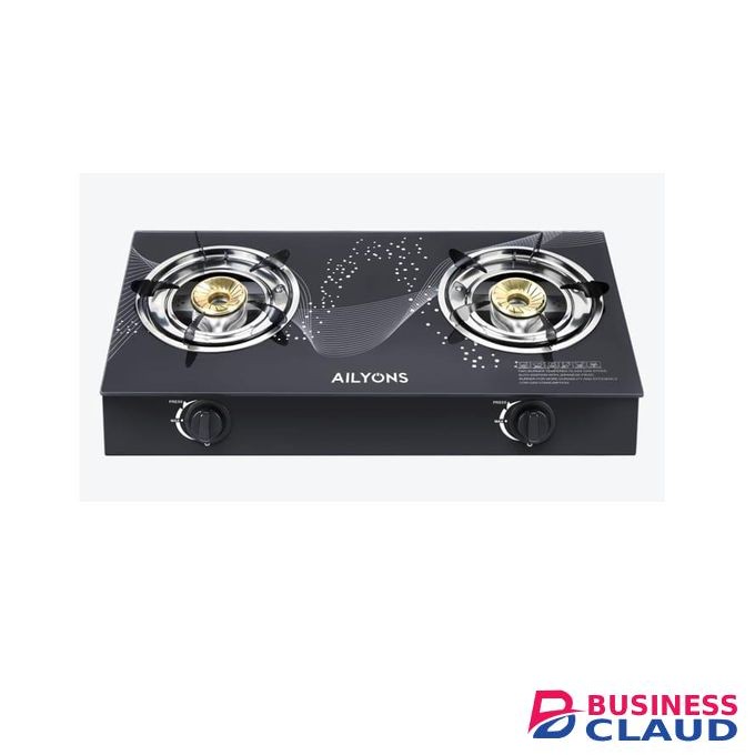 AILYONS GS025 Double Burner Glass Top Gas Cooker