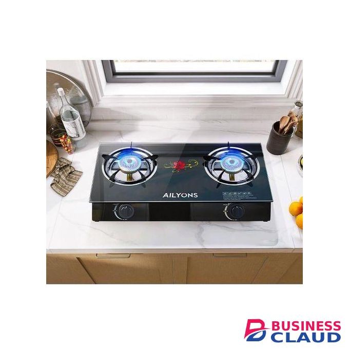 AILYONS High quality Double Burner Gas Cooker with Tempered Glass Top