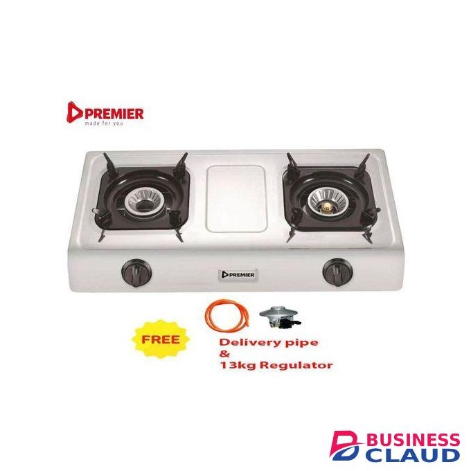 Premier Double Burner Gas Cooker - Silver