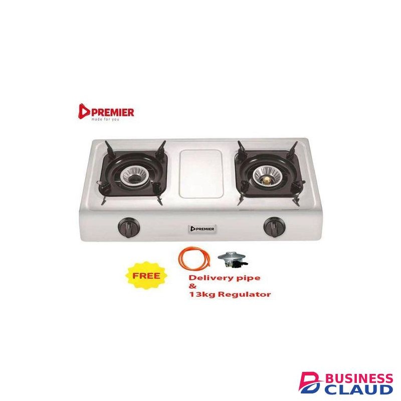 Premier Double Burner Gas Cooker - Silver