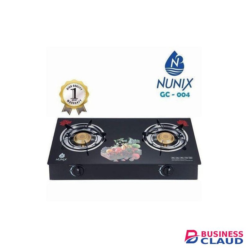 Nunix Table Top Gas Cooker,2 Burners with a Strong Glass