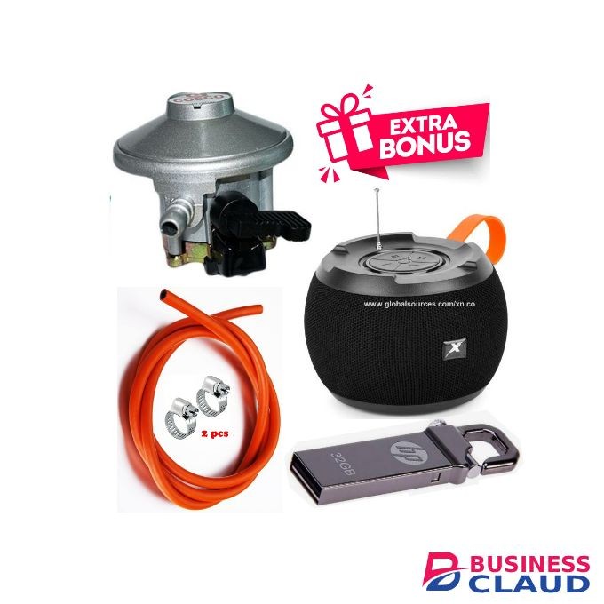 Cosco Advance standard Pressure 13kg Gas Regulator For 2 Meko Tabletop Cooker burner Plus 2M Pipe & Clips + Free Bluetooth speaker & Flash Disk