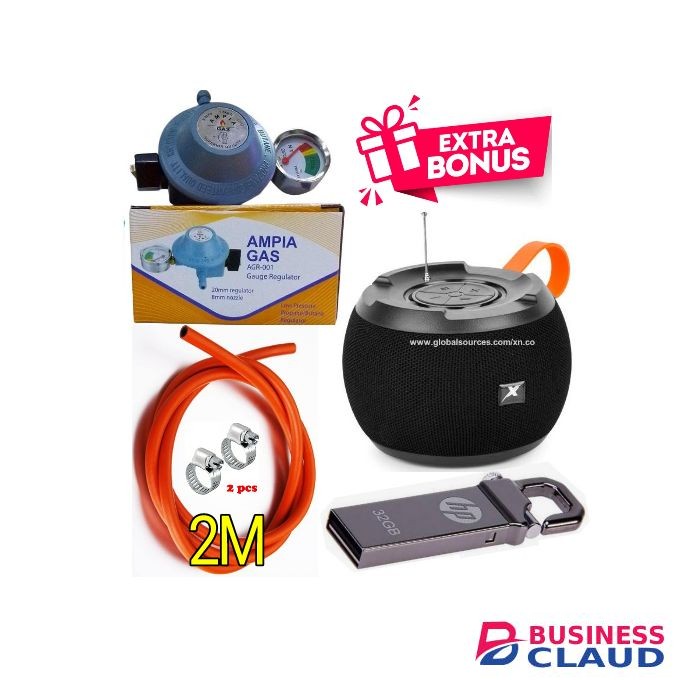 Ampia Advance standard Pressure 13kg Gas Regulator For 2 Meko Tabletop Cooker burner Plus 2M Pipe & Clips +