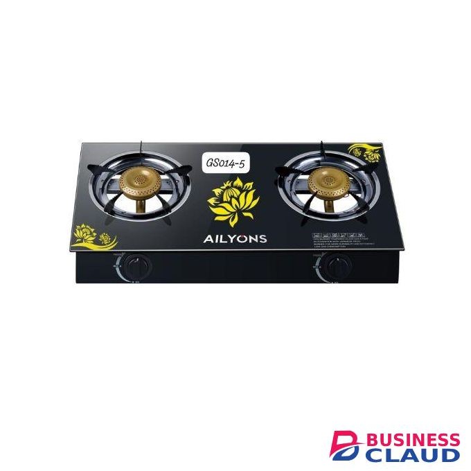 AILYONS 2 Burner Glass Top Gas Cooker with effective Double Burner