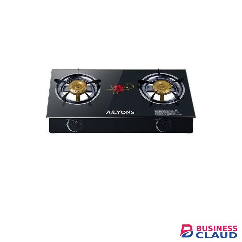 AILYONS GS-014, Double Burner Glass Top Gas Cooker