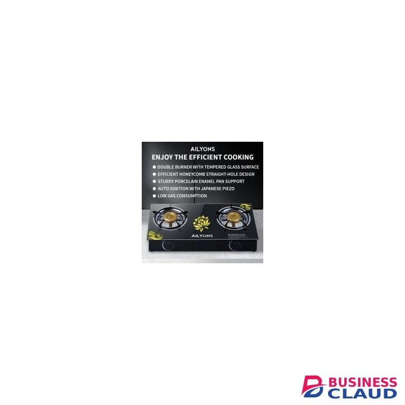 Na AILYONS GS014-5, 2 Burner Glass Top Gas Cooker & Infrared Double Burner, (1YR WRTY)