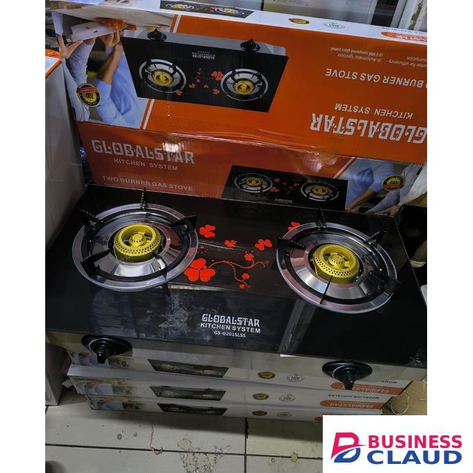 Globalstar Globalstar, Glass Top 2 Burner Gas Cooker With Durable Stainless Steel Burners For Fast Efficient Cooking At Home