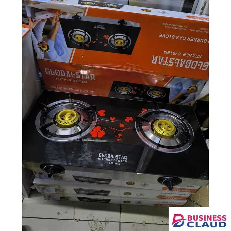 Globalstar Globalstar, Glass Top 2 Burner Gas Cooker With Durable Stainless Steel Burners For Fast Efficient Cooking At Home