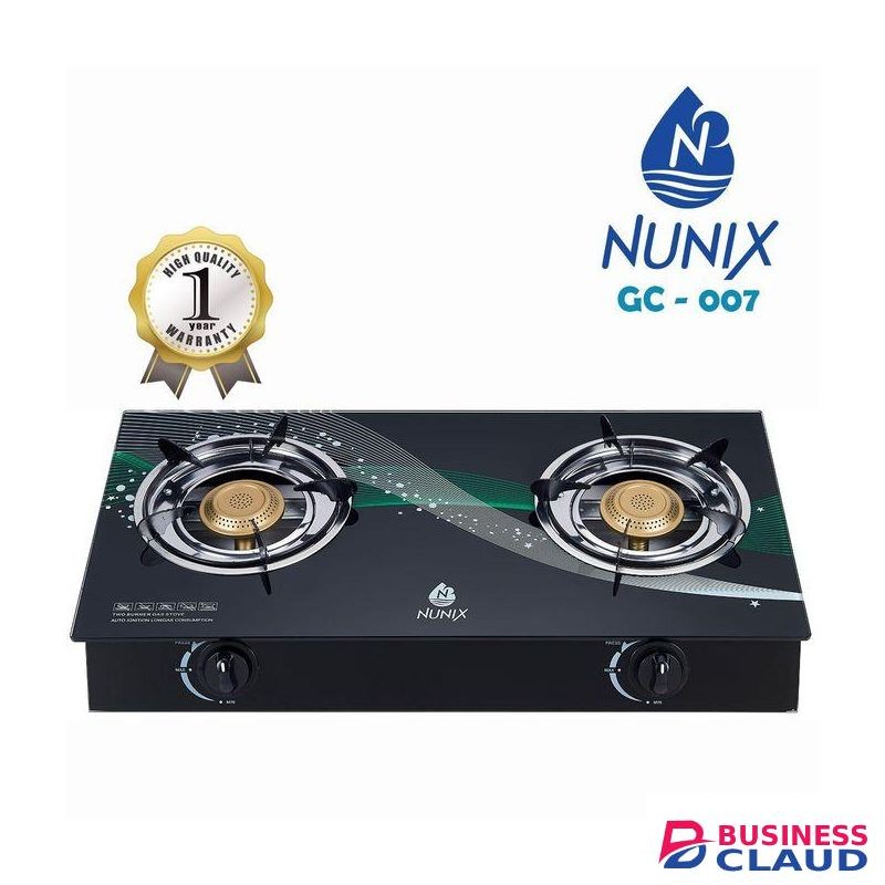 Nunix Glass Top 2 Burner Gas Cooker