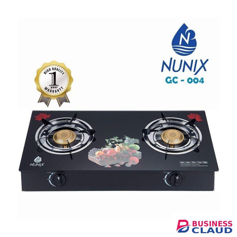 Nunix Glass Top 2 Burner Gas Cooker