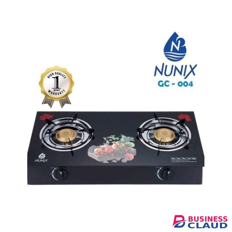 Nunix Double Gas Burner Table Top Glass Gas Cooker