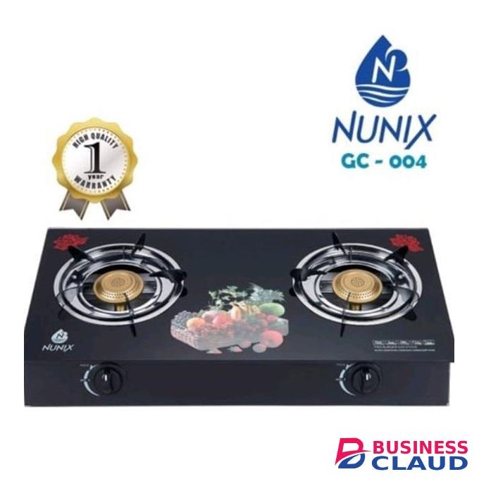 Nunix Double Gas Burner Table Top Glass Gas Cooker