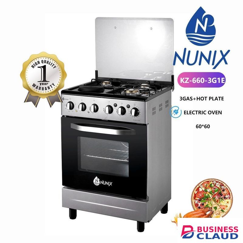 Nunix 3 Gas Burner + 1 Hot Plate Gas Cooker