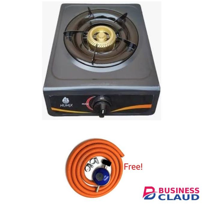 Nunix DEPENDABLE Single Gas Stove+1.5Mrs Gas Pipe & 6Kg Regulator