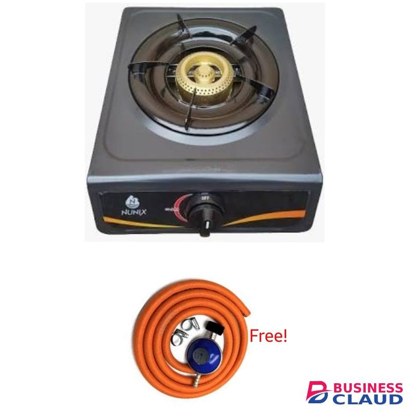 Nunix DEPENDABLE Single Gas Stove+1.5Mrs Gas Pipe & 6Kg Regulator