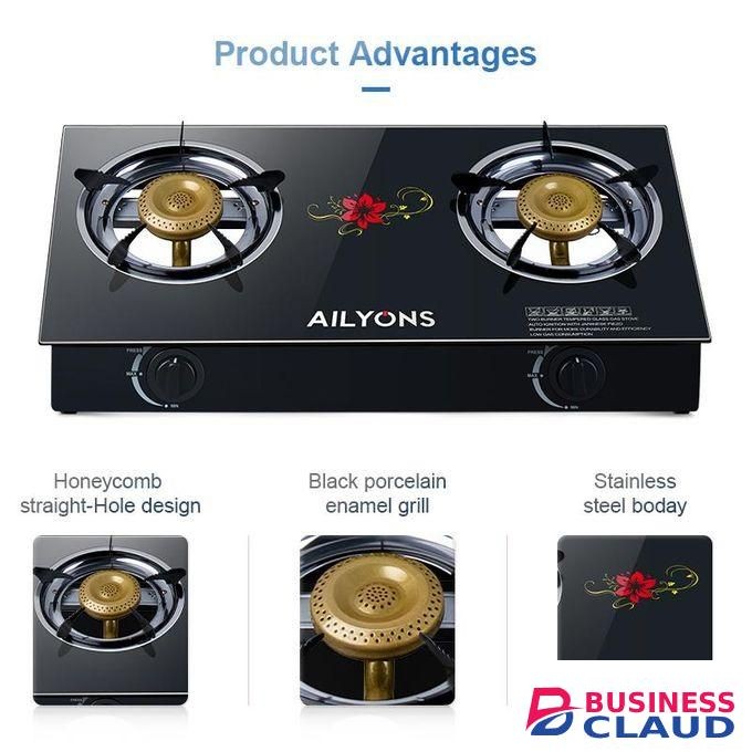 AILYONS Table Glass Gas Top 2 Burner