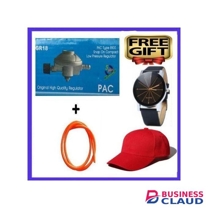 Pac DURABLE LPG 6KG GAS REGULATOR + FREE GAS DELIVERY PIPE & GIFTS – IDEAL FOR DOUBLE BURNER MEKO COOKERS, SAFE FOR EVERYDAY USE