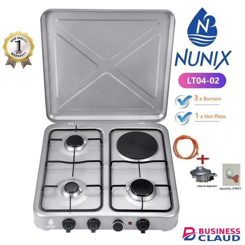 Nunix HIGH QUALITY 3+1 ELECTRIC AND GAS TABLE TOP COOKER PLUS FREE REGULATOR PLUS GAS PIPE