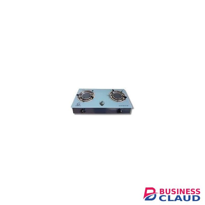 EUROCHEF Double Burner Gas Stove with Tempered Glass Top Manual Ignition