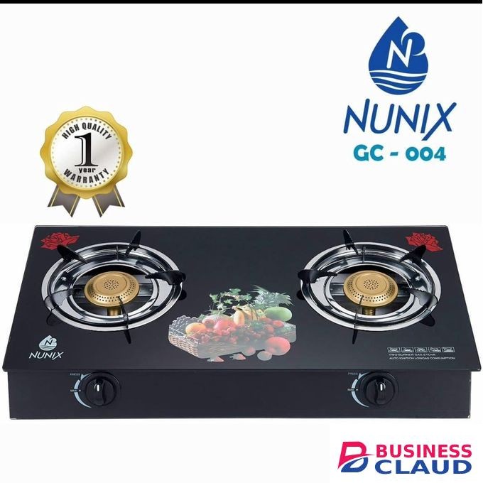 Nunix Double Burner Glass Top Gas Stove