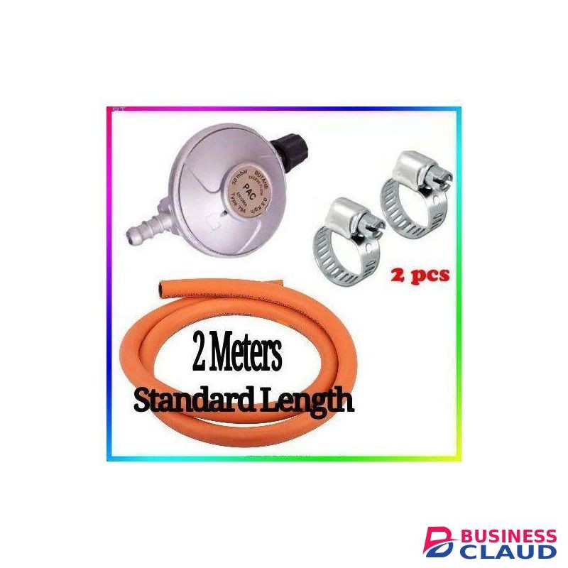 6kg Gas Regulator Plus FREE Gas Delivery Hose Pipe 2M & Safety Clips For 2 Meko Tabletop Cooker Burner