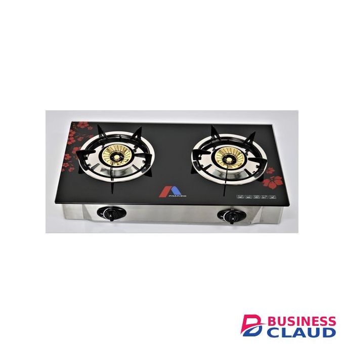 Amaze Amaze Tampered Glass Table Top Double Burner Gas Stove