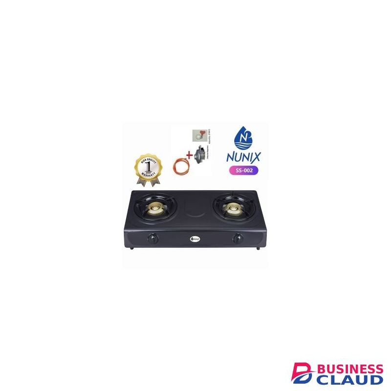 Nunix 2 Burner Table Top Gas Stove + Pipe + 13kg Regulator + Tightener