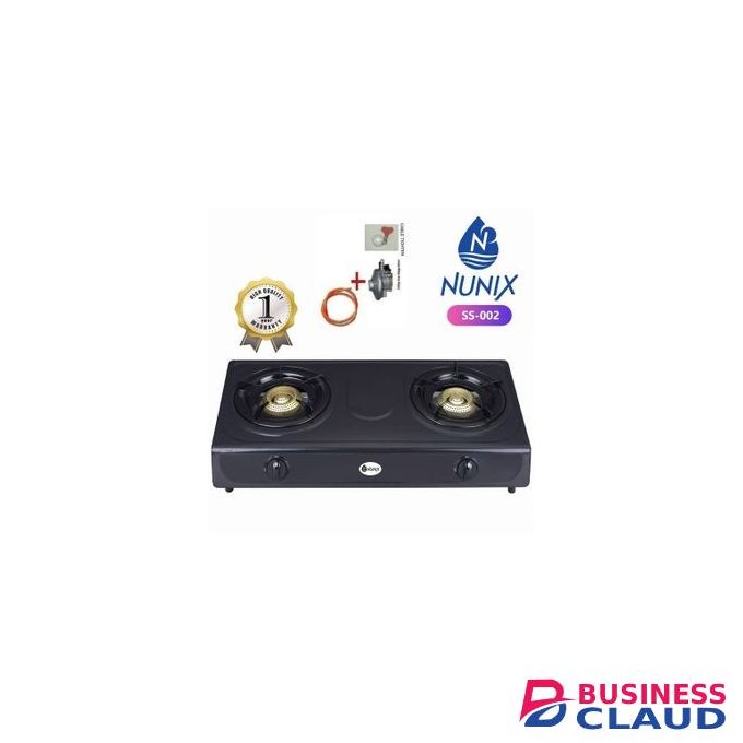 Nunix 2 Burner Table Top Gas Stove + Pipe + 13kg Regulator + Tightener