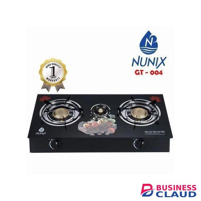 3 Burners Glass Table Top Double Burner Gas Stove +Free 1.5 Metres pipe + 6kg Regulator