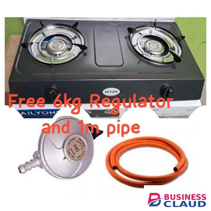 AILYONS Gas Cooker Double Burner Stainless Steel Table Top