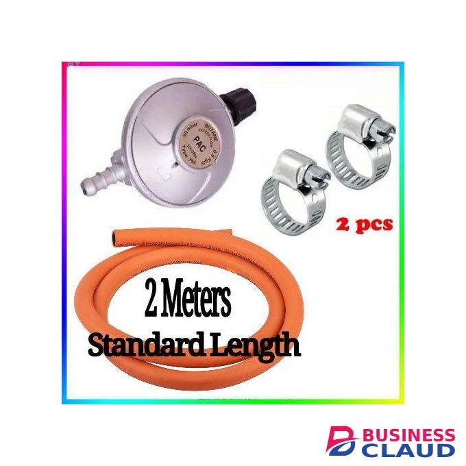 Pac Kitchen Advance standard Low & High Pressure 6kg Gas Regulator (6 Kg) Plus FREE Gas Delivery Hose Pipe 2M & Safety Clips For 2 Meko Tabletop Cooker burner