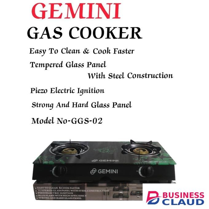 Gemini GEMINI" GAS COOKER WITH GLASS TOP & STAINLESS STEEL BODY GGS