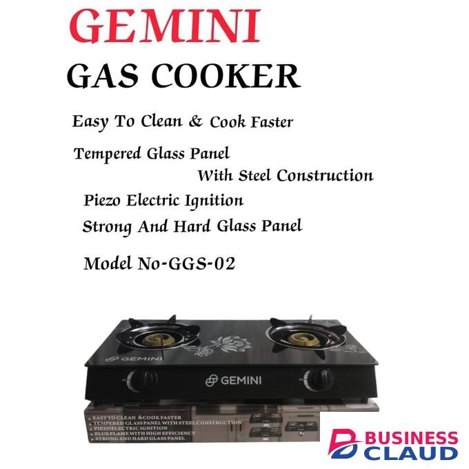 Gemini GEMINI" GAS COOKER WITH GLASS TOP & STAINLESS STEEL BODY GGS