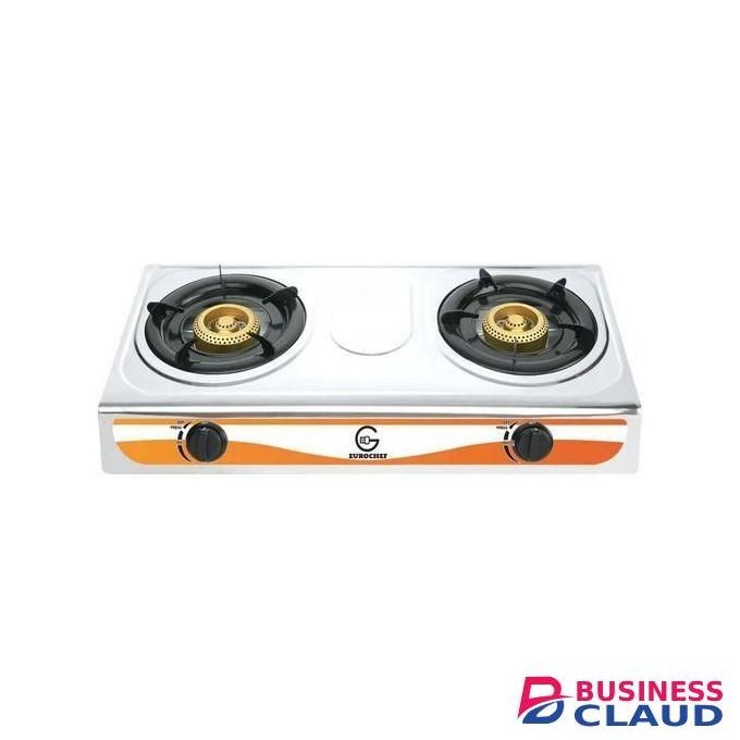 Eurochef Stainless Steel Table Top Double Burner Gas Cooker