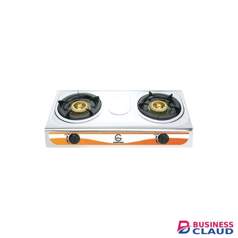 Eurochef Stainless Steel Table Top Double Burner Gas Cooker