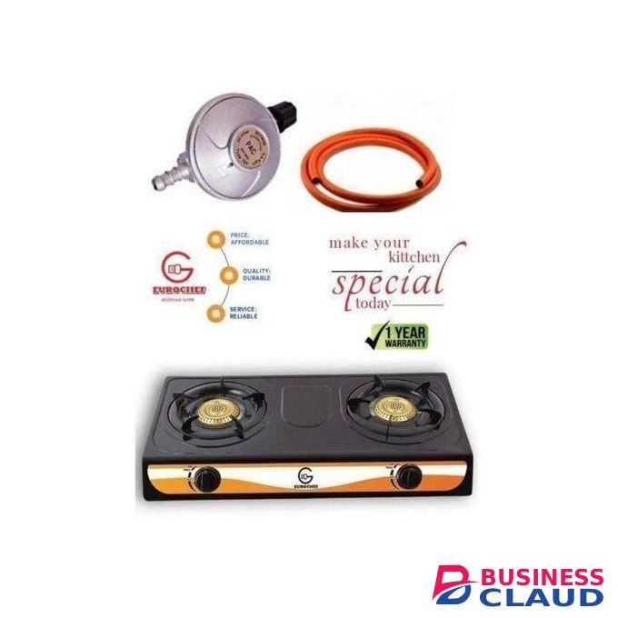 Eurochef 2-Burner Stainless Steel Gas Cooker with FREE 6kg Accessories