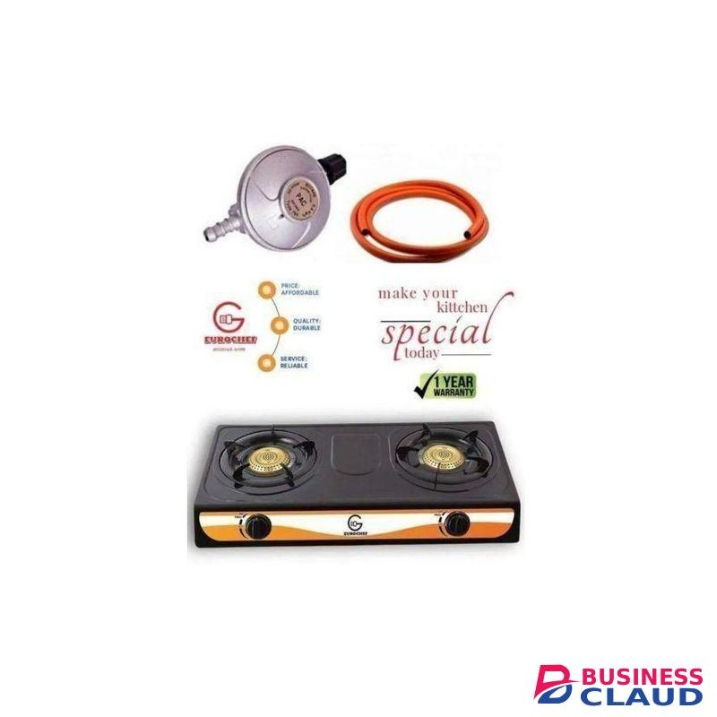 Eurochef 2-Burner Stainless Steel Gas Cooker with FREE 6kg Accessories
